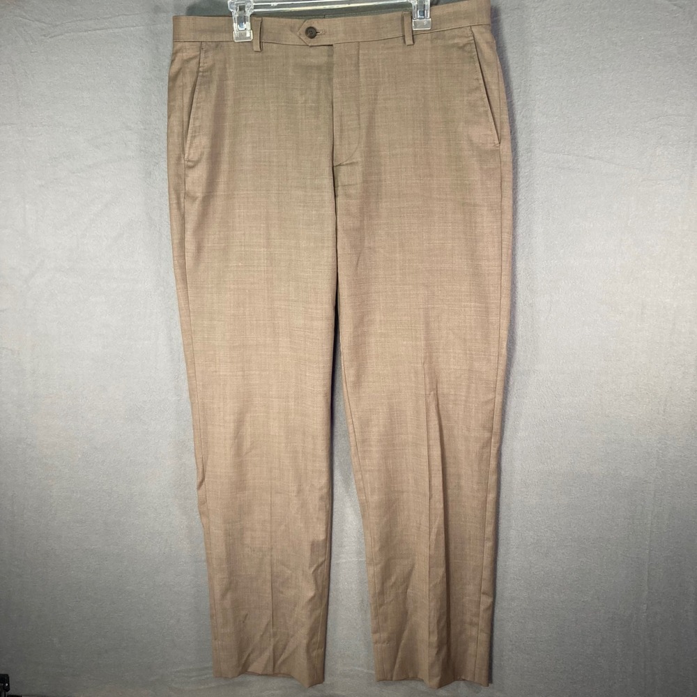 Jos A Bank Traveler‎ Dress Pants Mens 37R Khaki Slim Fit Stretch Tech